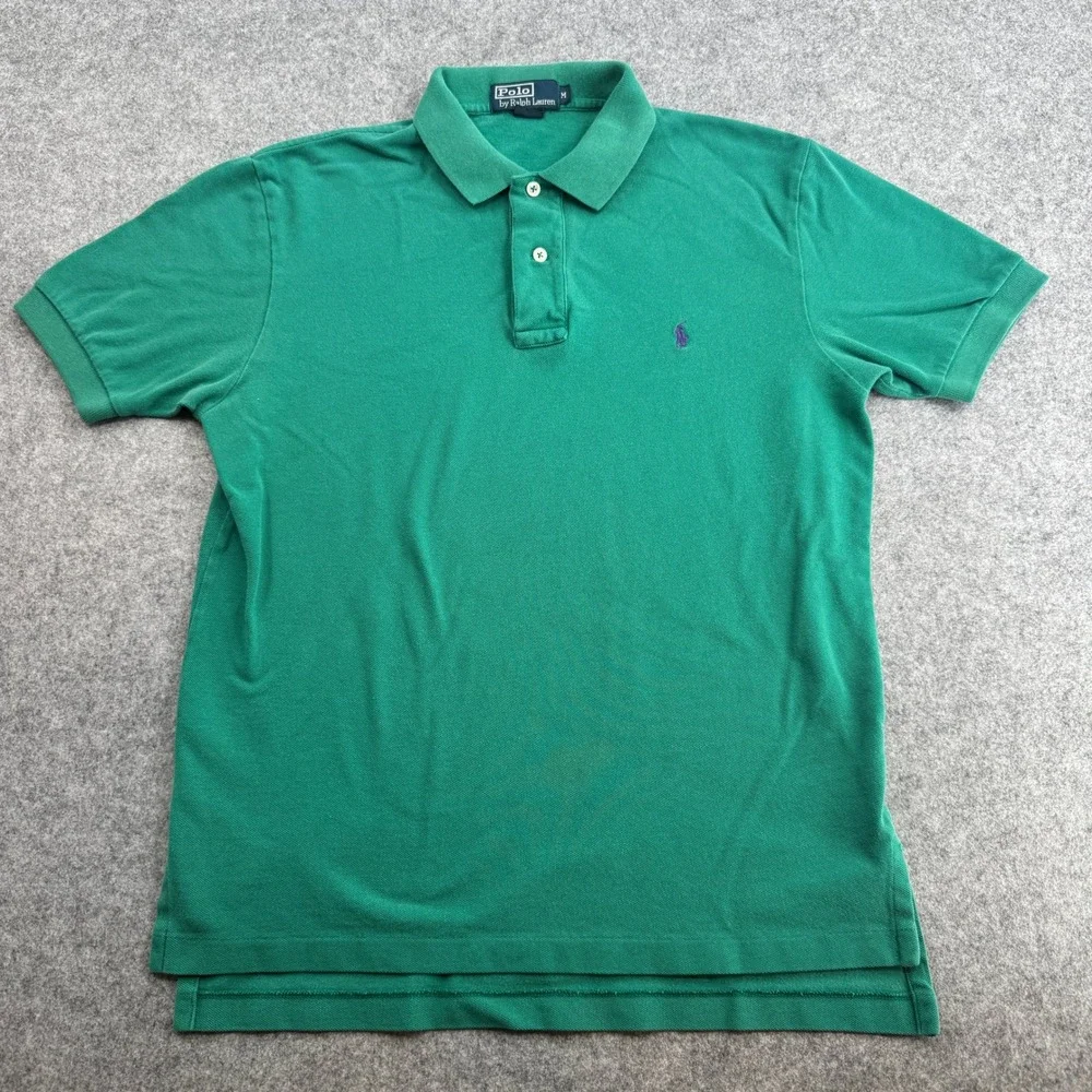 Polo Ralph Lauren Mens Green Pique Cotton Short Sleeve Polo Shirt Size M